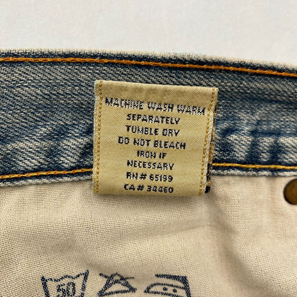 7 For all Mankind Jeans Relax Straight Button Fly Distressed Mens 33x31.5 Grunge - Picture 12 of 16